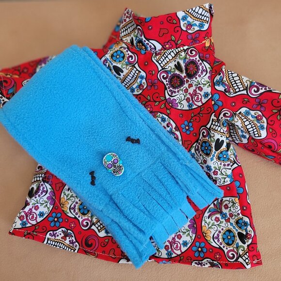 Sugar Skull Halloween 2pc Outfit scarf for 11" Mattel Child Grogu baby yoda Doll - Picture 9 of 10